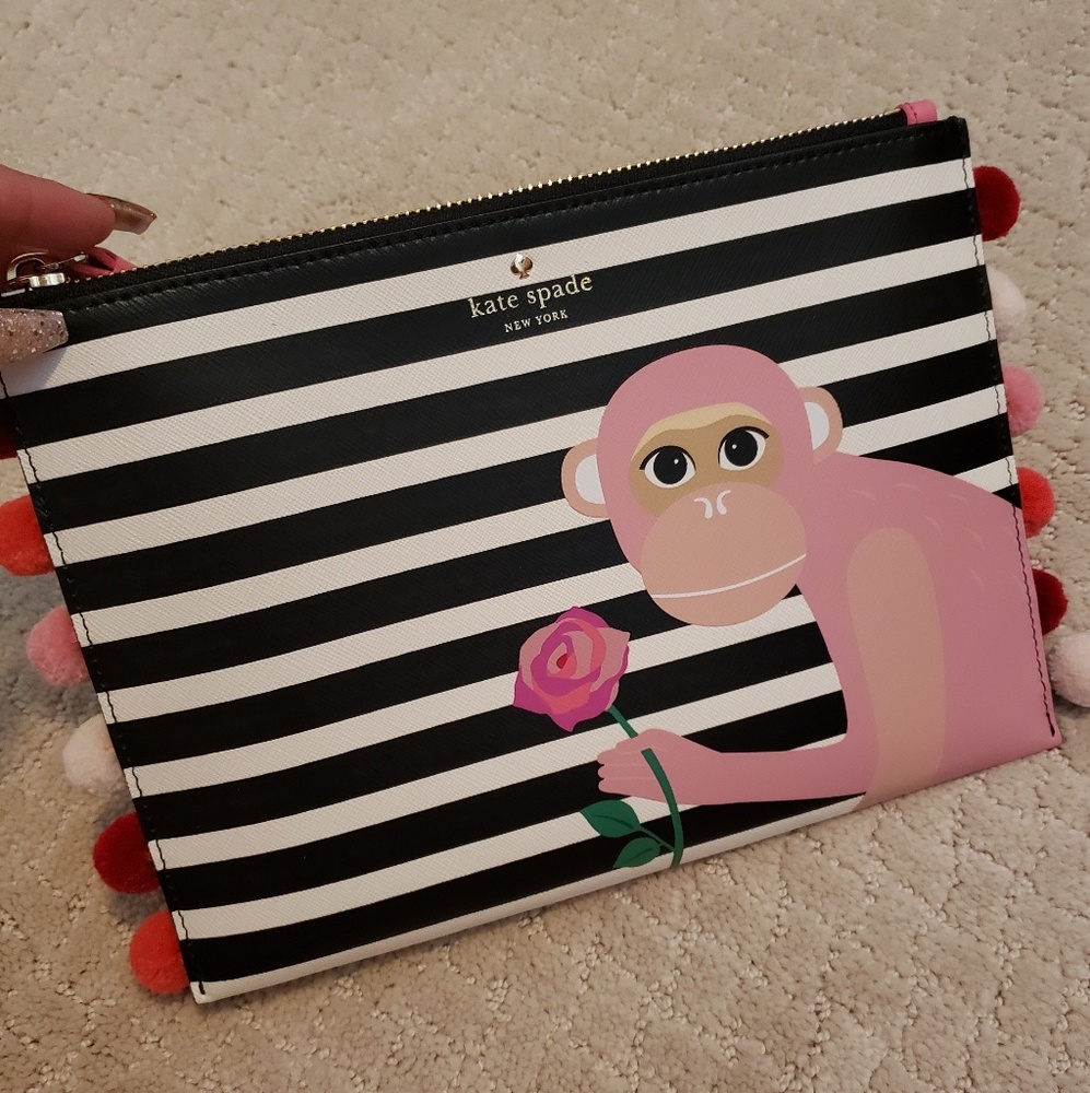Kate Spade Monkey Pom Pom Clutch